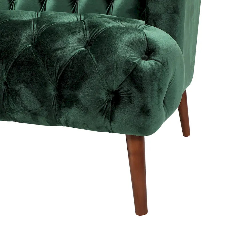 Modern 73.25 Button Tufted 3-Seater Sofa with Birch Legs