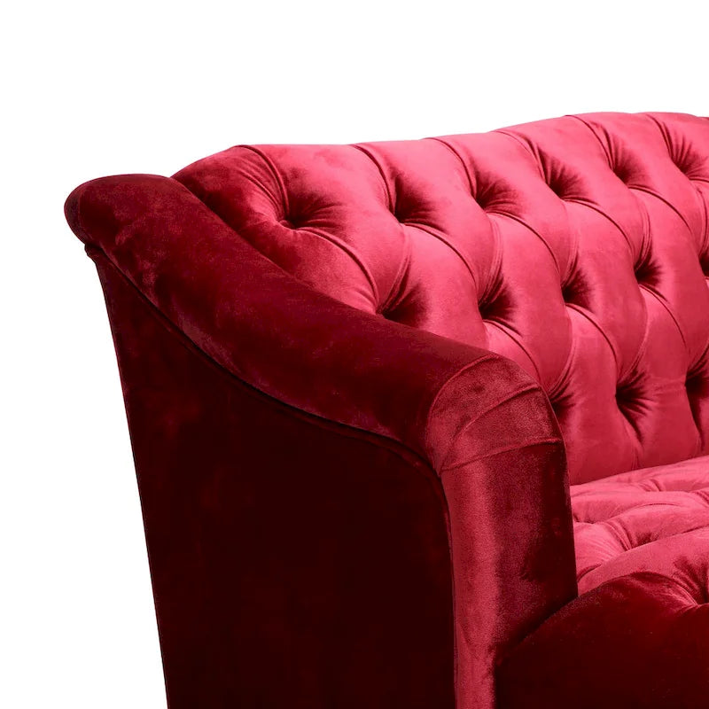 Modern 73.25 Button Tufted 3-Seater Sofa with Birch Legs