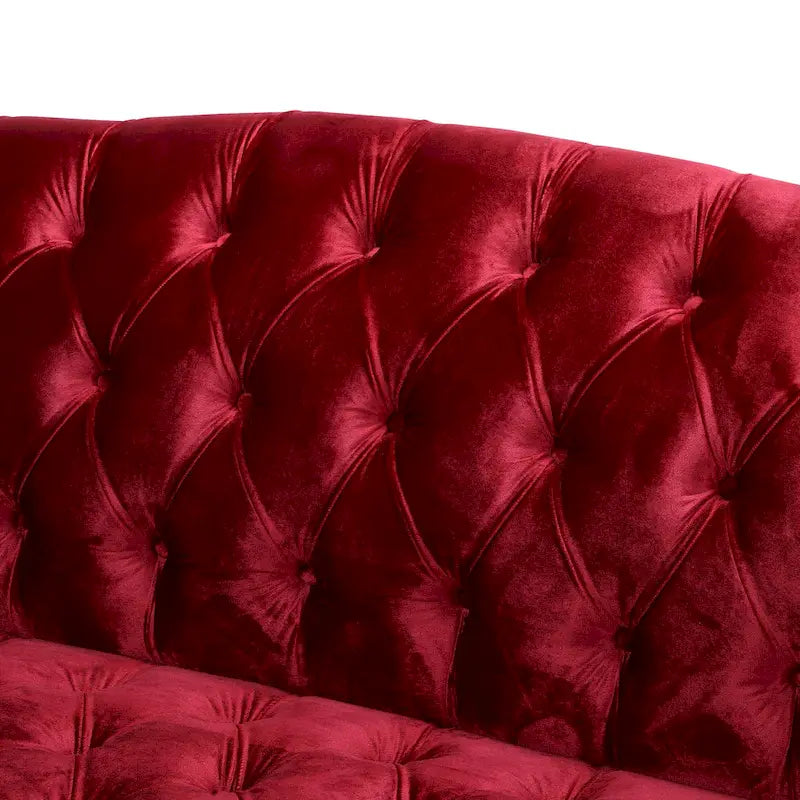 Modern 73.25 Button Tufted 3-Seater Sofa with Birch Legs