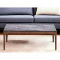 47"-Couchtisch aus grauem Stein und massivem Walnussholz