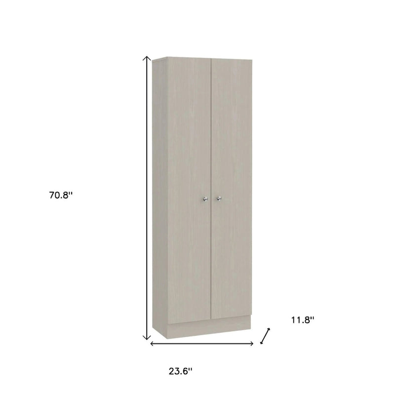 Dispensa contenitore in legno grigio chiaro da 71" - 23.6W x 11.8D x 70.8H