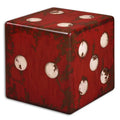 Dice Accent Table - Burnt Red with Antiqued Ivory Accents