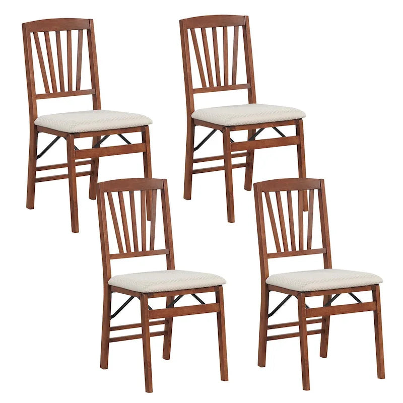 Set of 2/4 Folding Dining Chairs with Rubber Wood Frame and Upholstered Seat