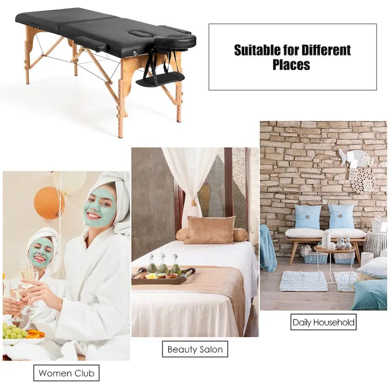 84" Portable Massage Table - Adjustable Facial Spa Bed