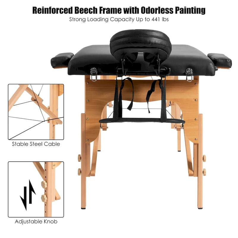 84" Portable Massage Table - Adjustable Facial Spa Bed