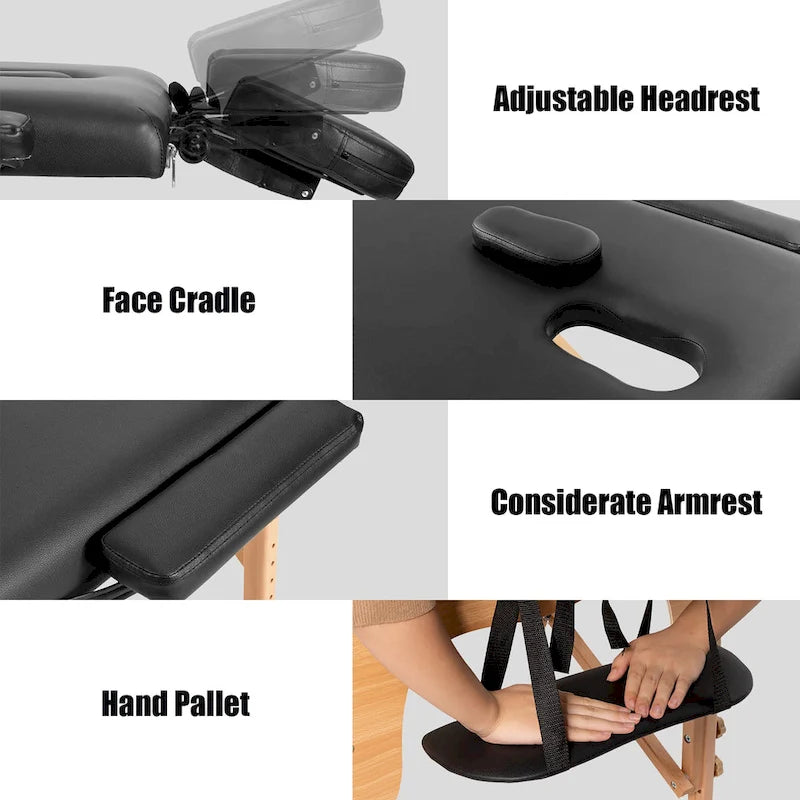84" Portable Massage Table - Adjustable Facial Spa Bed