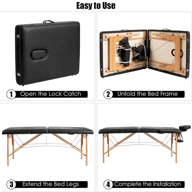 84" Portable Massage Table - Adjustable Facial Spa Bed