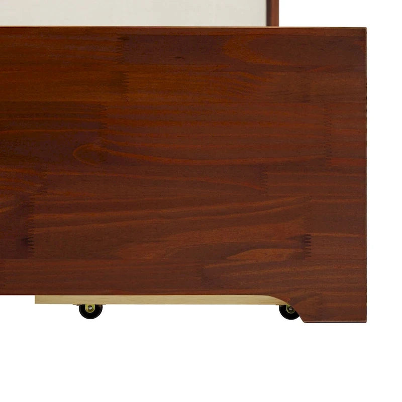Mid-Century Modern Solid Wood Storage Platform Bed with Under-Bed Drawers