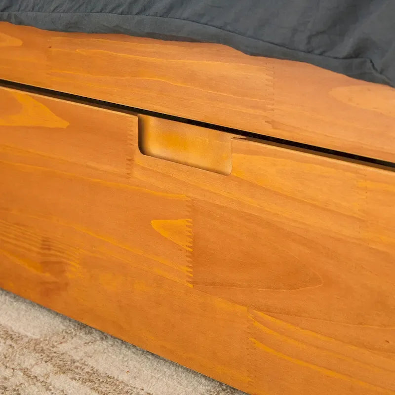 Mid-Century Modern Solid Wood Storage Platform Bed with Under-Bed Drawers