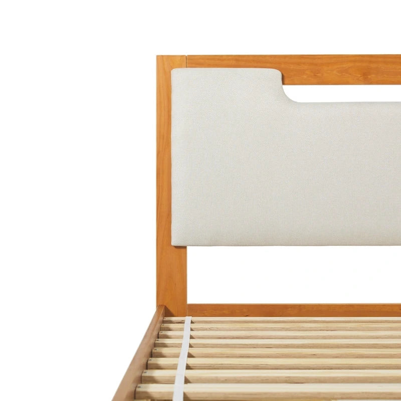 Mid-Century Modern Solid Wood Storage Platform Bed with Under-Bed Drawers