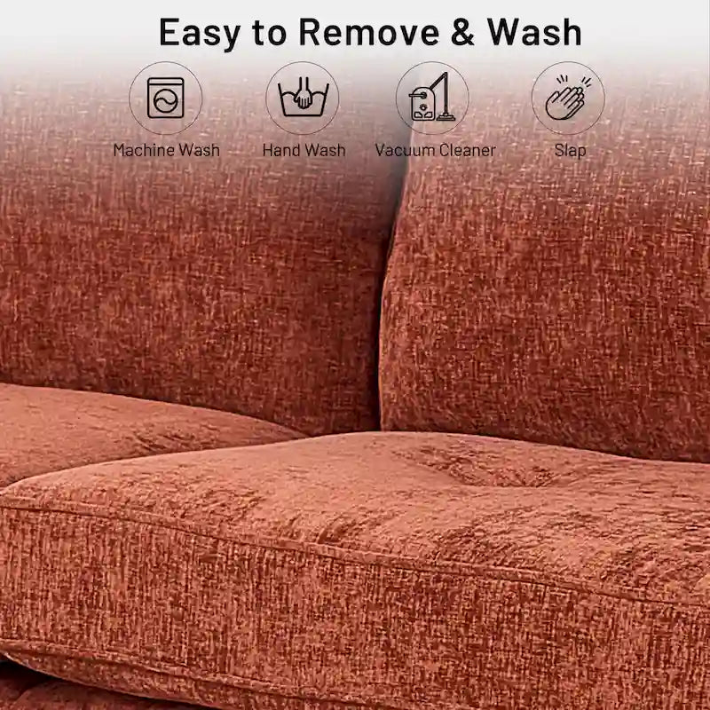 Modernes 82-Zoll-Rechtecksofa mit quadratischen Armlehnen, Chenillebezug und USB-Anschlüssen