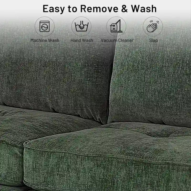Modern 82 in. Square Arm Chenille Upholstered Rectangle Loveseat Sofa with USB Ports
