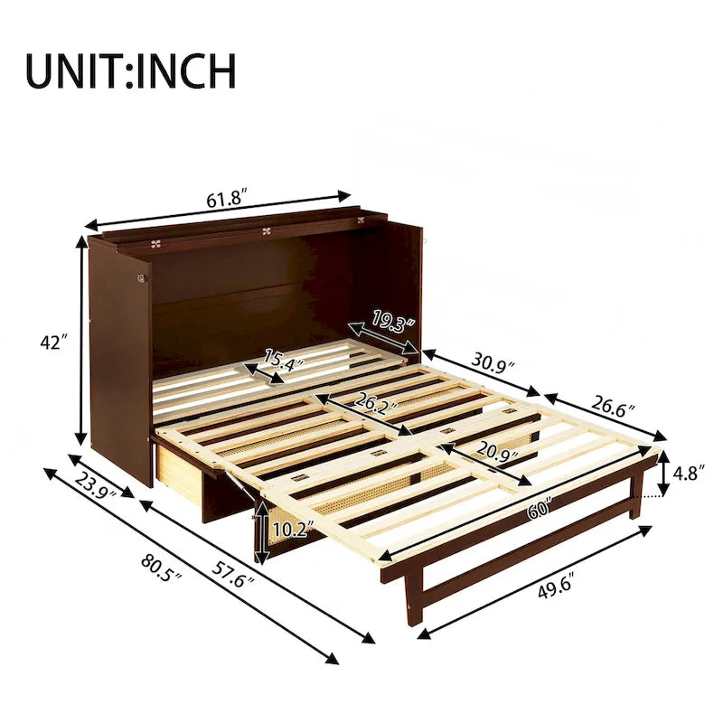 Versatile Queen Size Murphy Bed with Storage Functionality