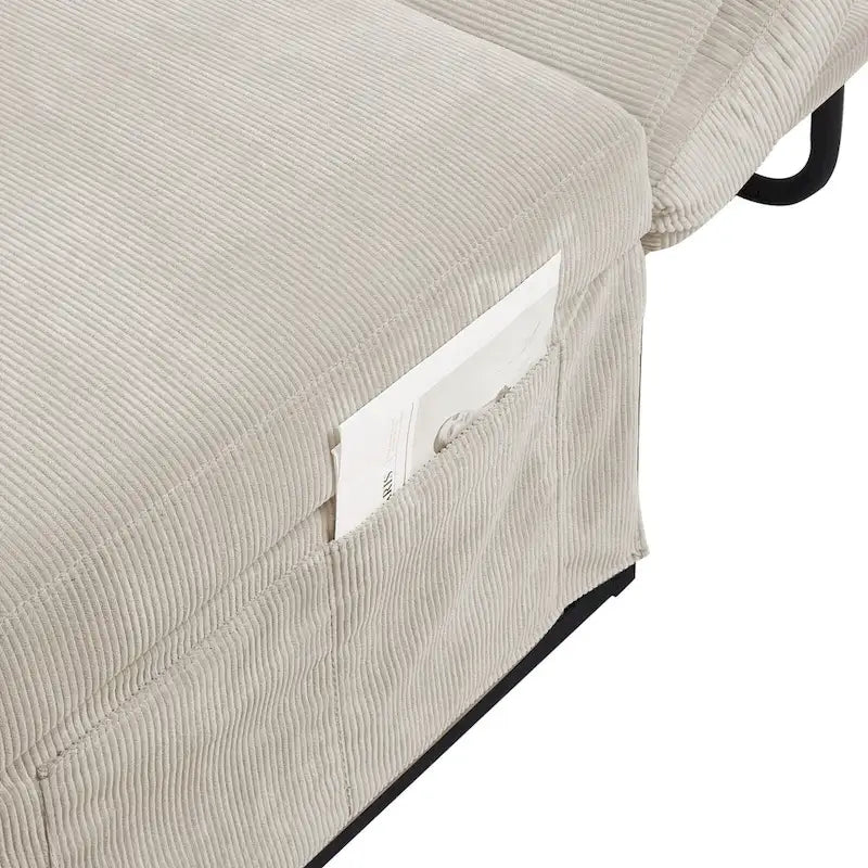 White 36.61 4-in-1 Convertible Corduroy Lounge Chair
