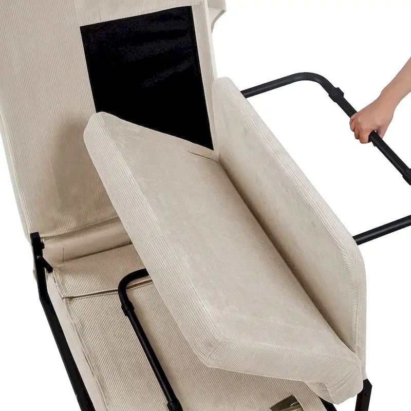 White 36.61 4-in-1 Convertible Corduroy Lounge Chair