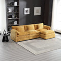 Yellow 112.2" L-Shaped 4-Seat Sectional Sofa with Removable Cushions and Detachable Armrests