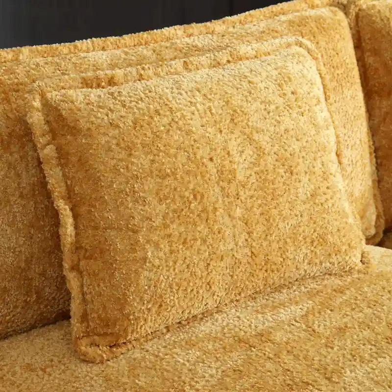 Yellow 112.2" L-Shaped 4-Seat Sectional Sofa with Removable Cushions and Detachable Armrests