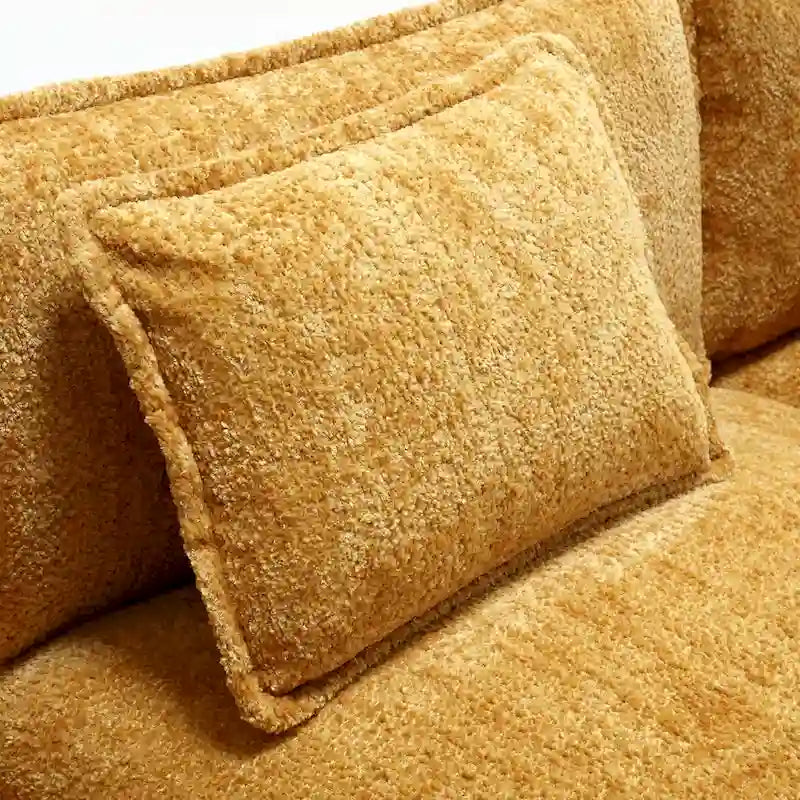 Yellow 112.2" L-Shaped 4-Seat Sectional Sofa with Removable Cushions and Detachable Armrests