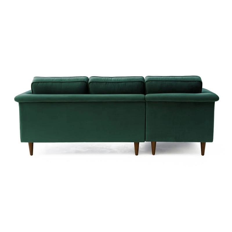 Mid-Century Modern Velvet Sectional Sofa with Rolled Arms
