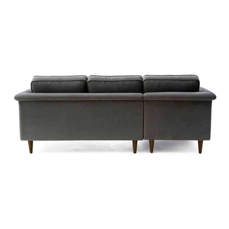 Mid-Century Modern Velvet Sectional Sofa with Rolled Arms