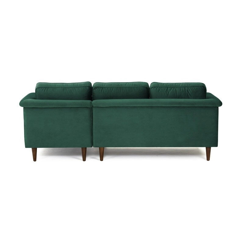 Mid-Century Modern Velvet Sectional Sofa with Rolled Arms