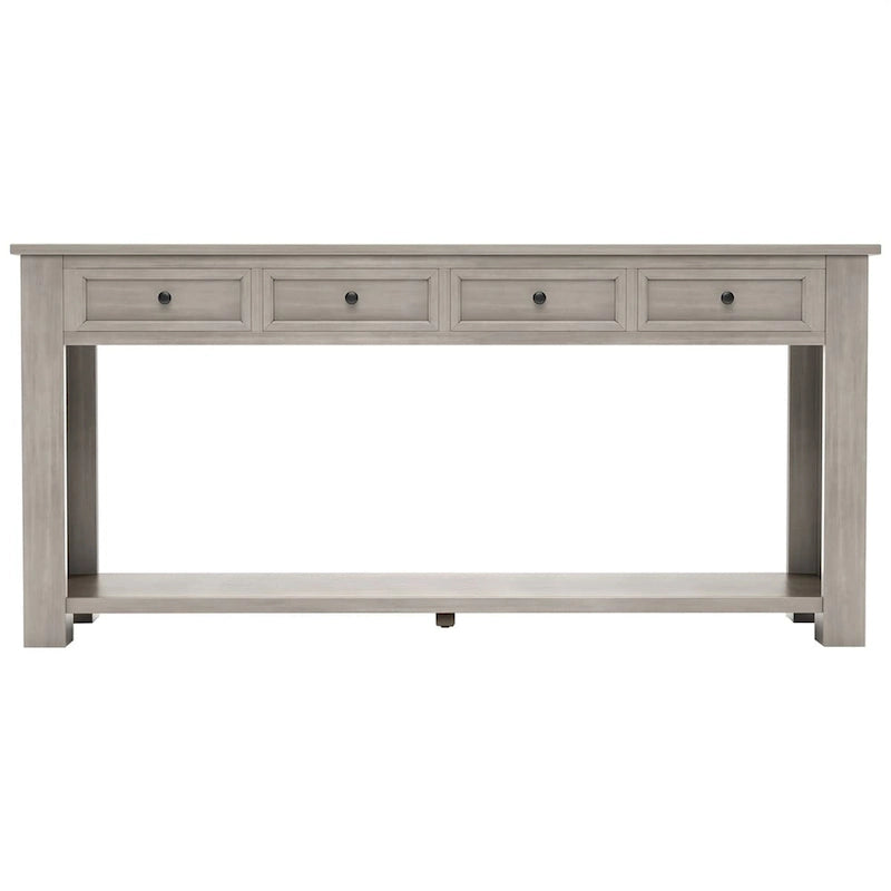 Rustic Console Table with Storage Drawers and Bottom Shelf