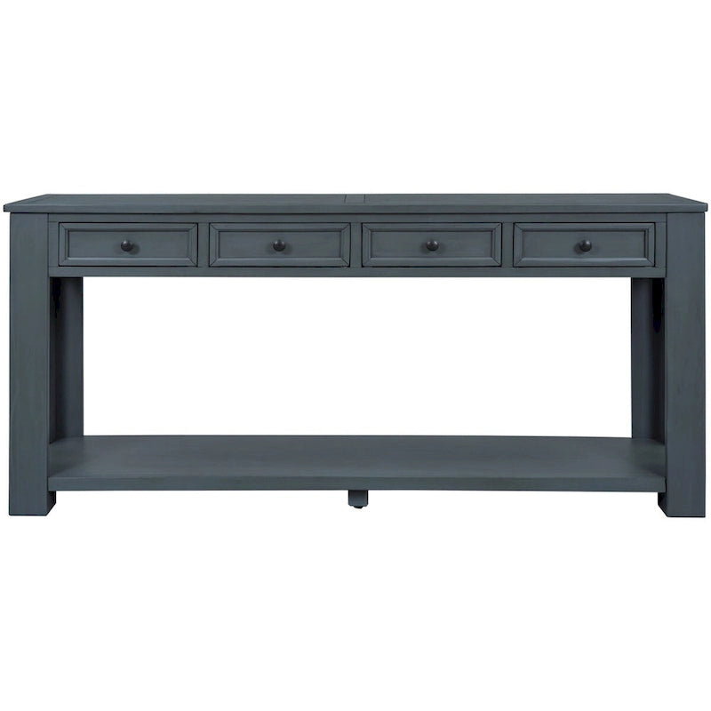 Rustic Console Table with Storage Drawers and Bottom Shelf
