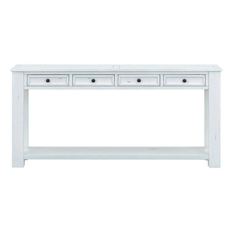 Rustic Console Table with Storage Drawers and Bottom Shelf