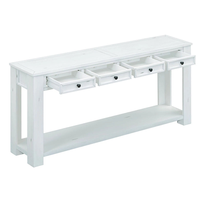 Rustic Console Table with Storage Drawers and Bottom Shelf