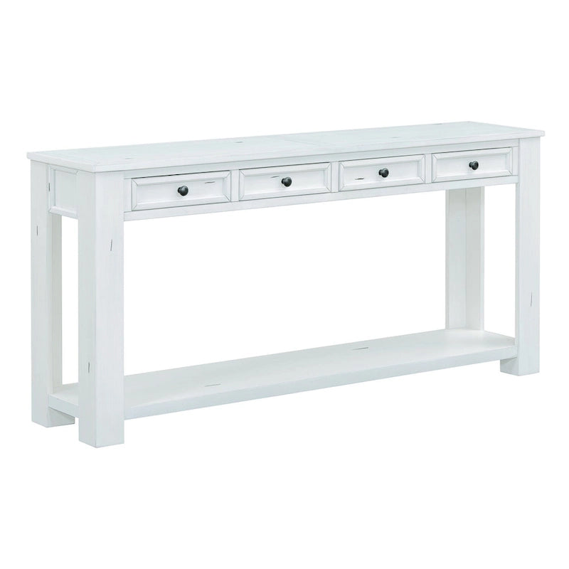 Rustic Console Table with Storage Drawers and Bottom Shelf