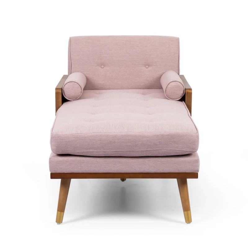Mid-Century Modern Chaise Lounge with Bolster Pillows