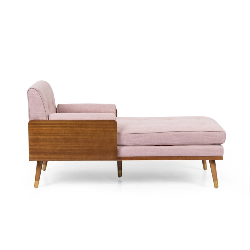 Mid-Century Modern Chaise Lounge with Bolster Pillows