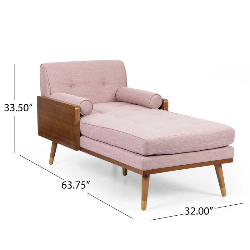 Mid-Century Modern Chaise Lounge with Bolster Pillows