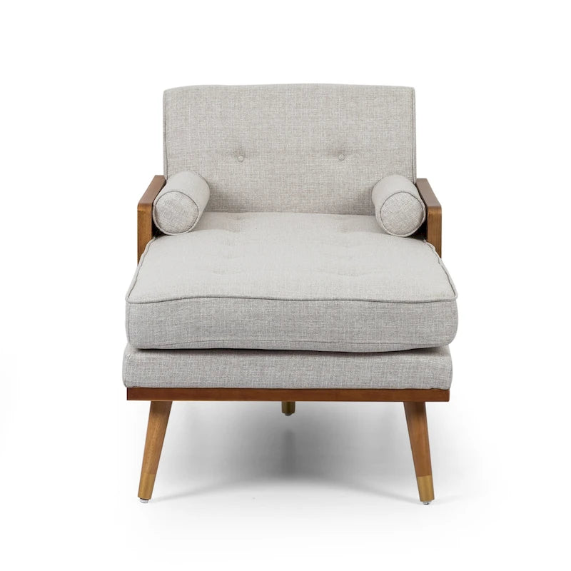 Mid-Century Modern Chaise Lounge with Bolster Pillows