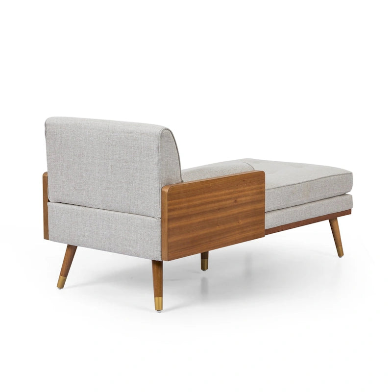 Mid-Century Modern Chaise Lounge with Bolster Pillows