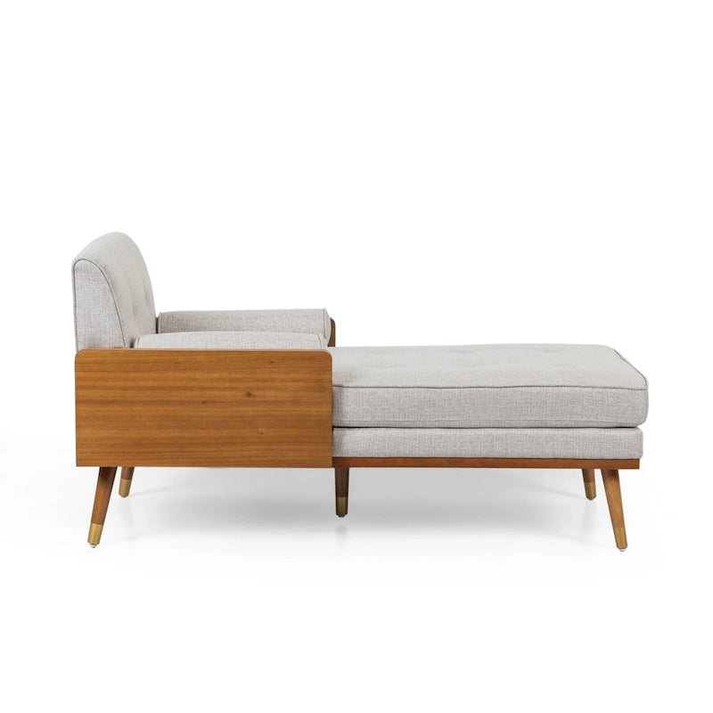 Mid-Century Modern Chaise Lounge with Bolster Pillows