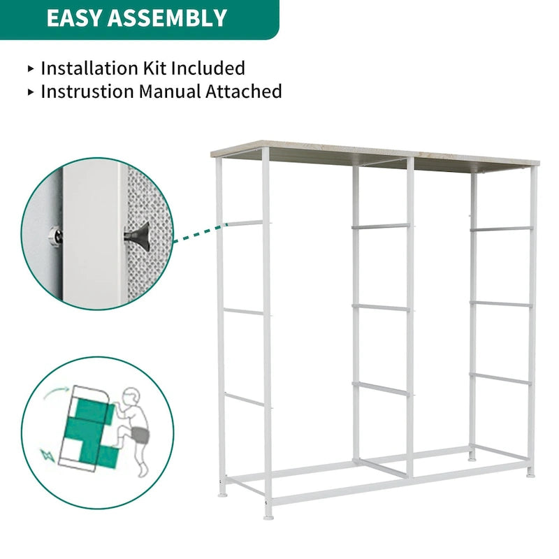 8-Drawer Storage Chest Dresser with Wood Top and Iron Frame