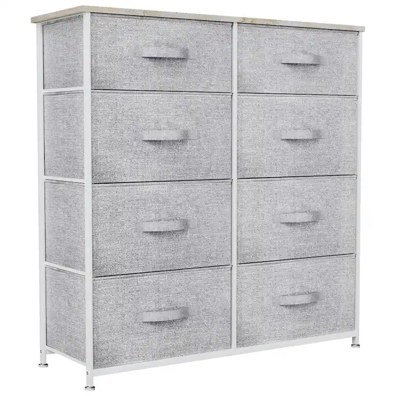 8-Drawer Storage Chest Dresser with Wood Top and Iron Frame