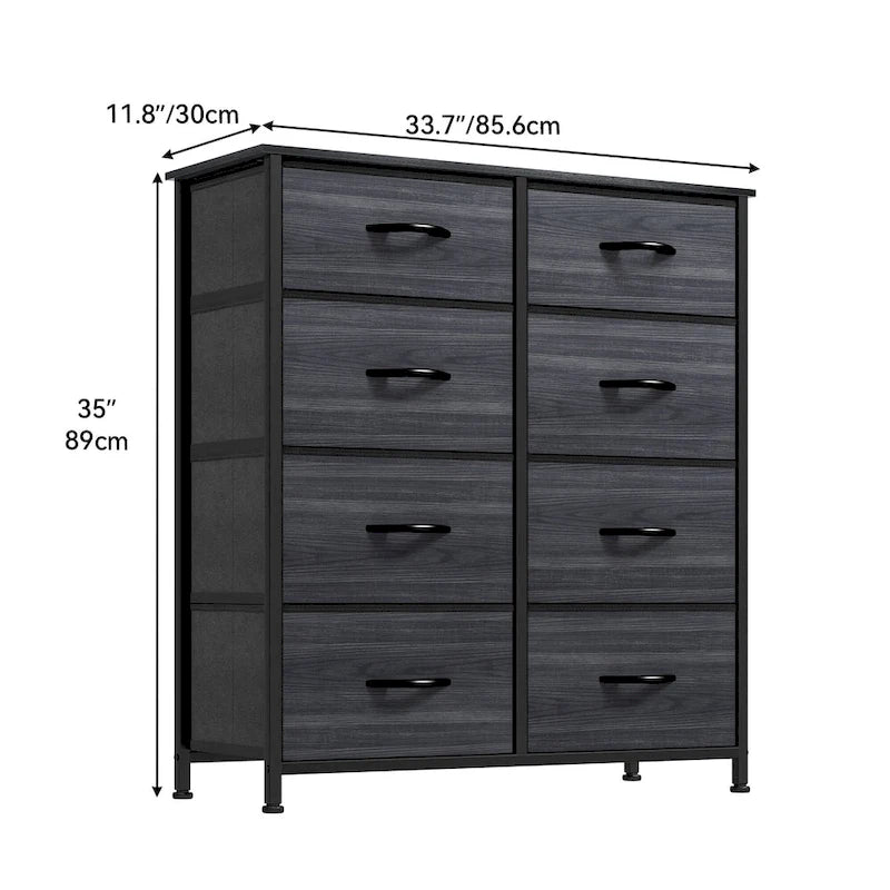 8-Drawer Storage Chest Dresser with Wood Top and Iron Frame