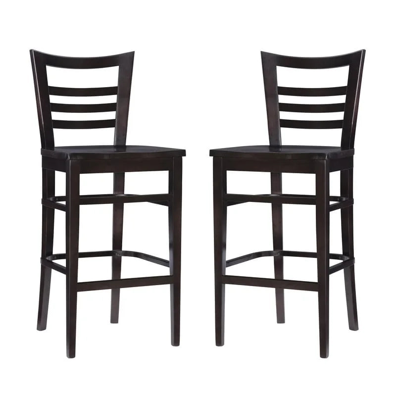 Rustikaler Barhocker aus Massivholz mit Leiterlehne (2er-Set)