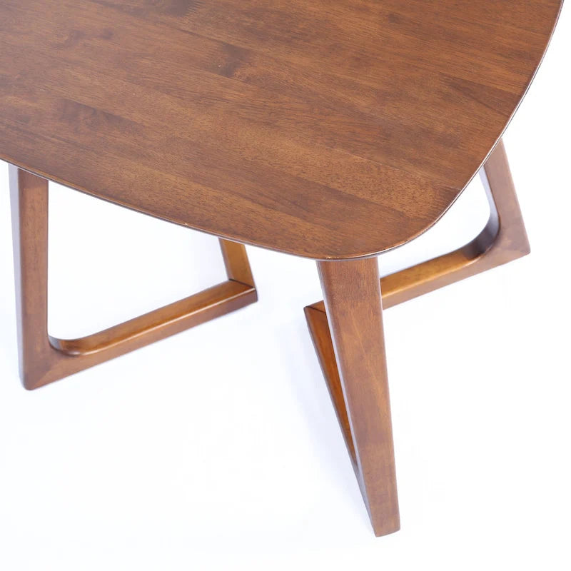 Scandinavian Rectangular Solid Wood End Table - Walnut Finish