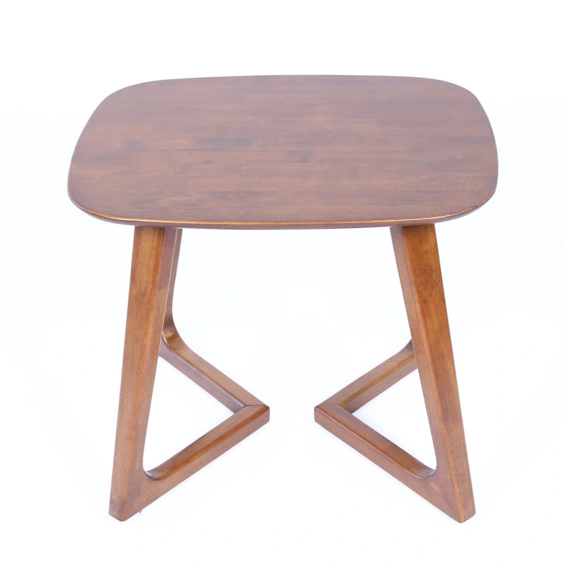 Scandinavian Rectangular Solid Wood End Table - Walnut Finish