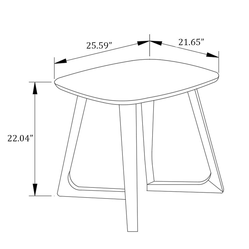 Scandinavian Rectangular Solid Wood End Table - Walnut Finish