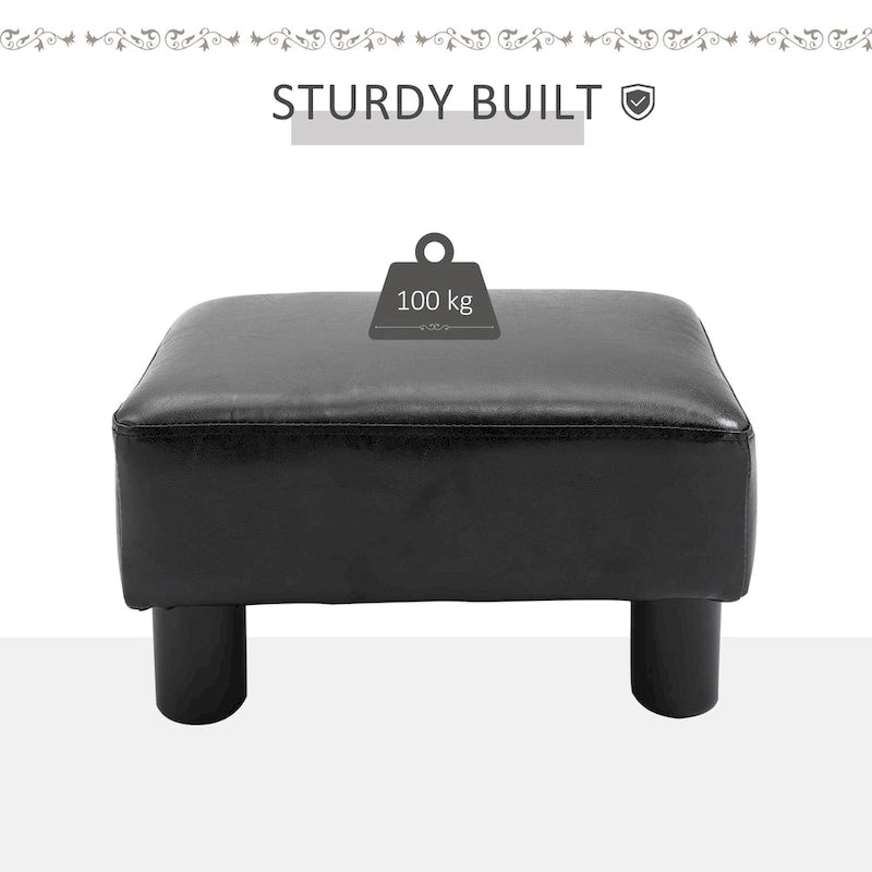 Modern Faux Leather Rectangular Ottoman Footrest with Padded Foam Seat