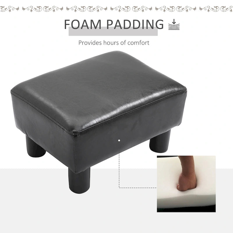 Modern Faux Leather Rectangular Ottoman Footrest with Padded Foam Seat