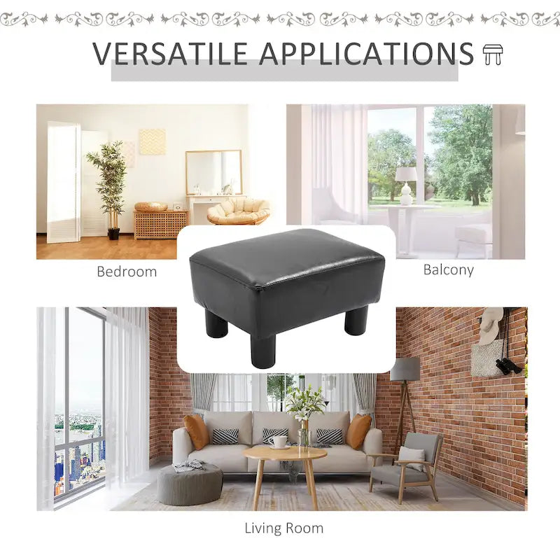 Modern Faux Leather Rectangular Ottoman Footrest with Padded Foam Seat