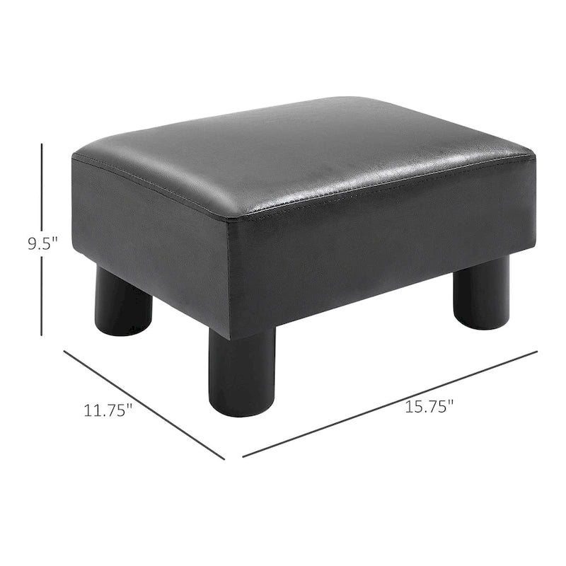 Modern Faux Leather Rectangular Ottoman Footrest with Padded Foam Seat