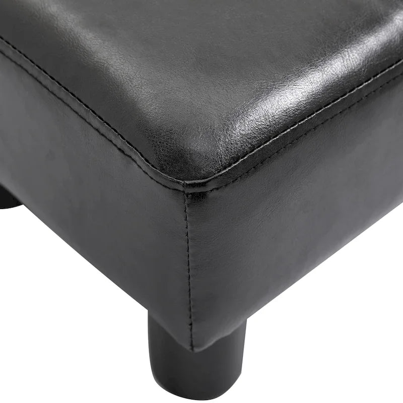 Modern Faux Leather Rectangular Ottoman Footrest with Padded Foam Seat