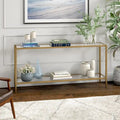 64" Wide Rectangular Console Table with Glass Shelf