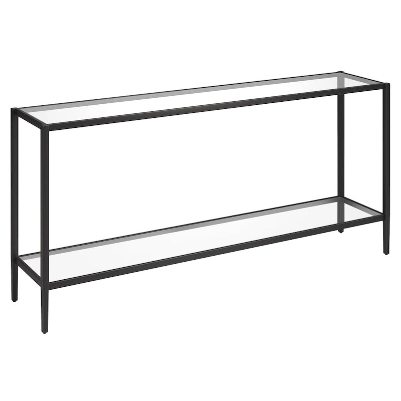 64" Wide Rectangular Console Table with Glass Shelf